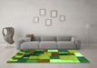 Machine Washable Abstract Green Contemporary Area Rugs in a Living Room,, wshcon2856grn