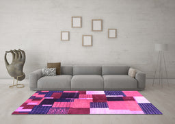 Machine Washable Abstract Purple Contemporary Area Rugs in a Living Room, wshcon2856pur