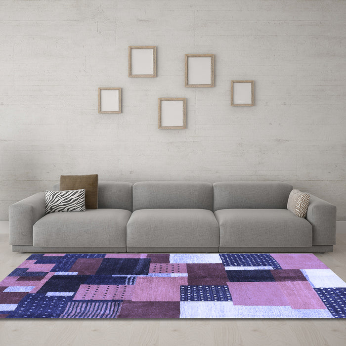 Machine Washable Abstract Blue Contemporary Rug in a Living Room, wshcon2856blu