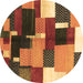 Round Abstract Brown Contemporary Rug, con2856brn