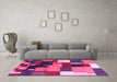 Machine Washable Abstract Pink Contemporary Rug in a Living Room, wshcon2856pnk