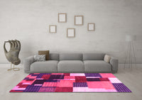 Machine Washable Abstract Pink Contemporary Rug, wshcon2856pnk