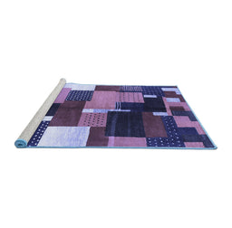 Sideview of Machine Washable Abstract Blue Contemporary Rug, wshcon2856blu
