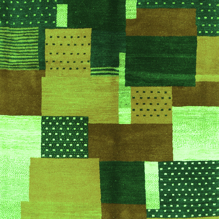 Serging Thickness of Machine Washable Abstract Green Contemporary Area Rugs, wshcon2856grn