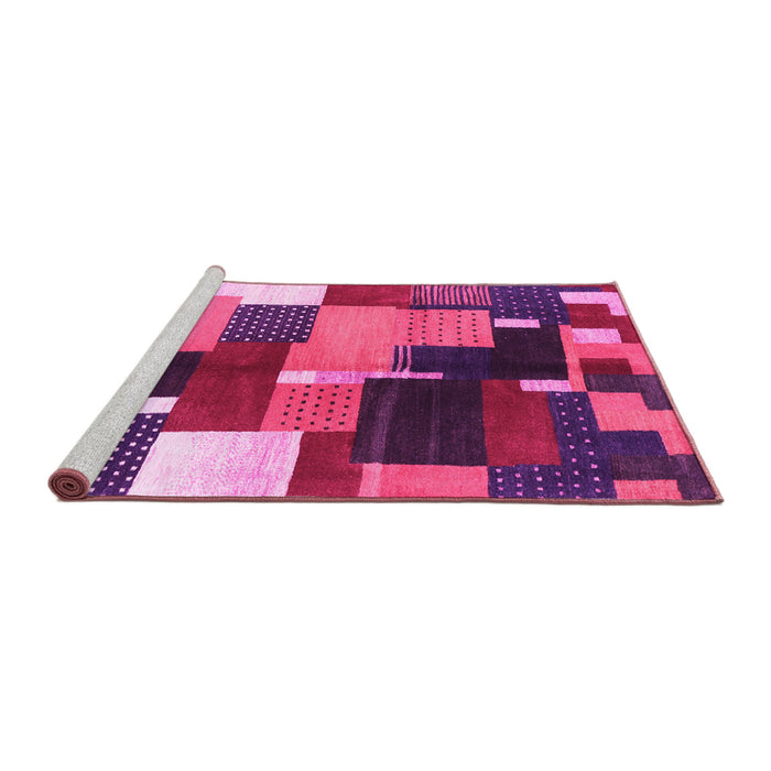 Sideview of Machine Washable Abstract Pink Contemporary Rug, wshcon2856pnk