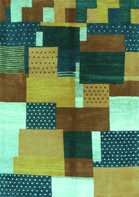 Abstract Turquoise Contemporary Rug, con2856turq