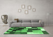 Machine Washable Abstract Emerald Green Contemporary Area Rugs in a Living Room,, wshcon2856emgrn