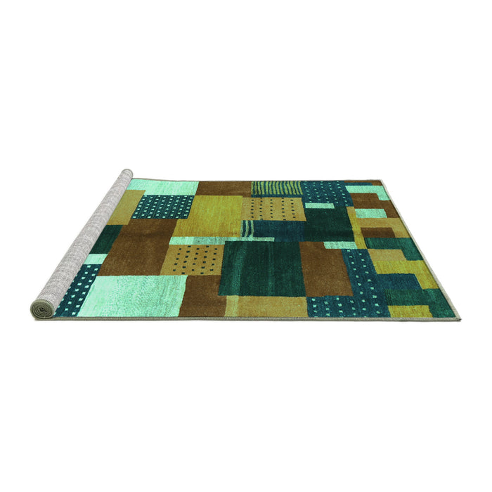 Sideview of Machine Washable Abstract Turquoise Contemporary Area Rugs, wshcon2856turq
