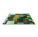 Sideview of Machine Washable Abstract Turquoise Contemporary Area Rugs, wshcon2856turq