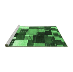 Sideview of Machine Washable Abstract Emerald Green Contemporary Area Rugs, wshcon2856emgrn