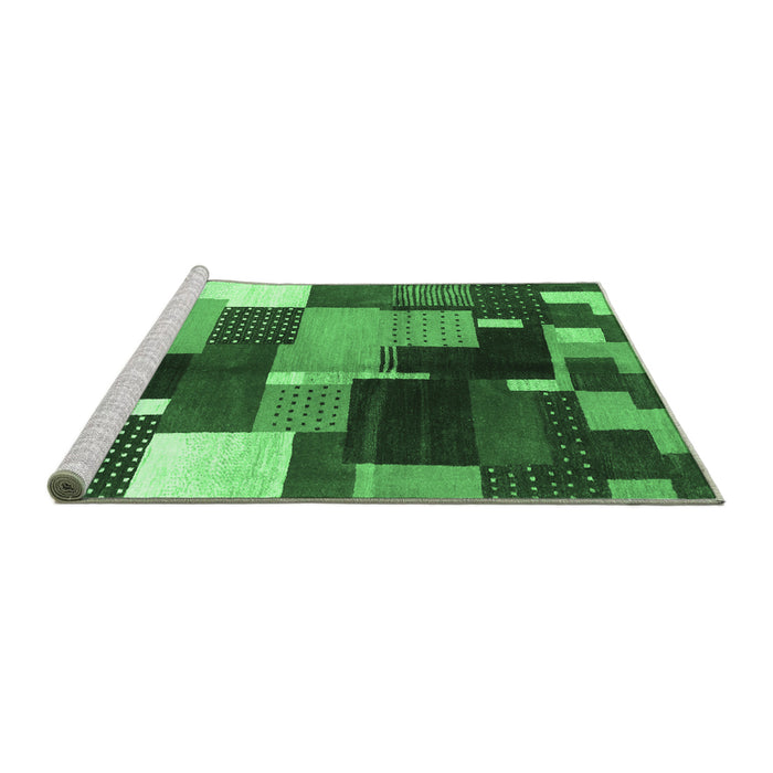 Sideview of Machine Washable Abstract Emerald Green Contemporary Area Rugs, wshcon2856emgrn
