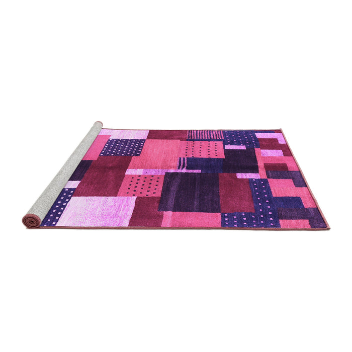 Sideview of Machine Washable Abstract Purple Contemporary Area Rugs, wshcon2856pur