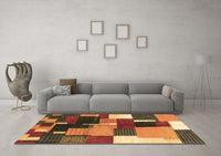 Machine Washable Abstract Brown Contemporary Rug, wshcon2856brn