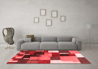 Machine Washable Abstract Red Contemporary Rug, wshcon2856red