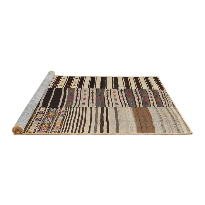 Serging Thickness of Machine Washable Contemporary Bakers Brown Rug, wshcon2857