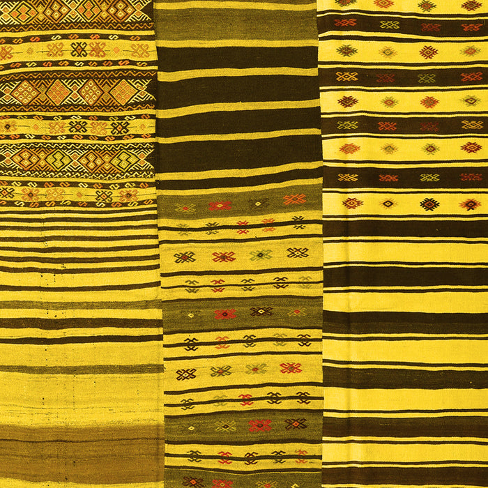 Machine Washable Southwestern Yellow Country Rug, wshcon2857yw