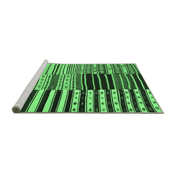 Sideview of Machine Washable Southwestern Emerald Green Country Area Rugs, wshcon2857emgrn