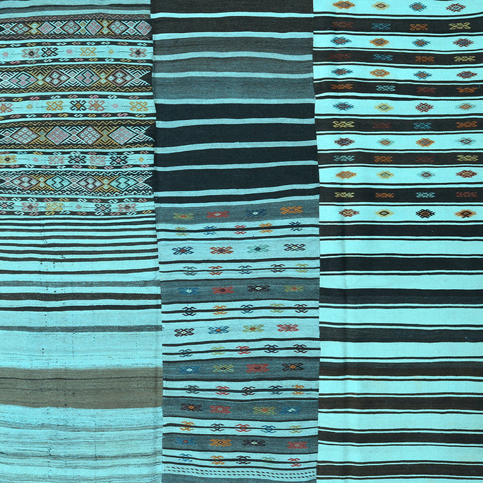 Square Machine Washable Southwestern Light Blue Country Rug, wshcon2857lblu