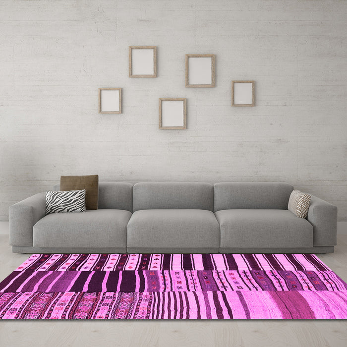 Machine Washable Southwestern Pink Country Rug in a Living Room, wshcon2857pnk