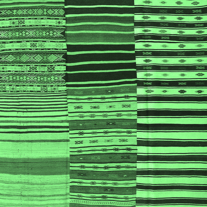 Square Machine Washable Southwestern Emerald Green Country Area Rugs, wshcon2857emgrn