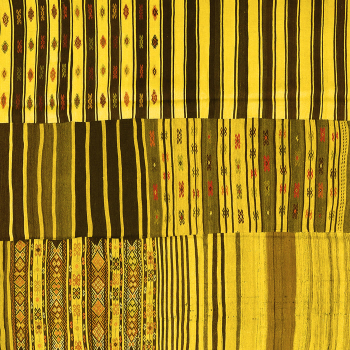 Square Machine Washable Southwestern Yellow Country Rug, wshcon2857yw