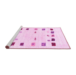 Sideview of Machine Washable Solid Pink Modern Rug, wshcon2858pnk