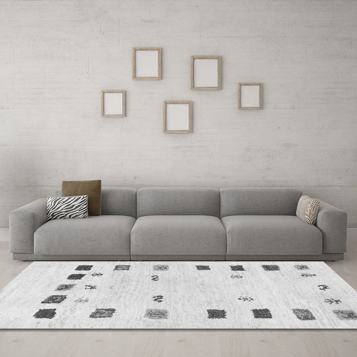 Machine Washable Solid Gray Modern Rug in a Living Room,, wshcon2858gry