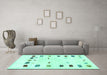 Machine Washable Solid Turquoise Modern Area Rugs in a Living Room,, wshcon2858turq