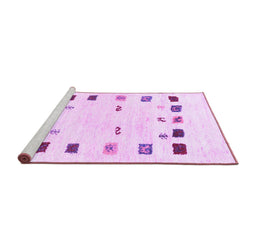 Sideview of Machine Washable Solid Purple Modern Area Rugs, wshcon2858pur
