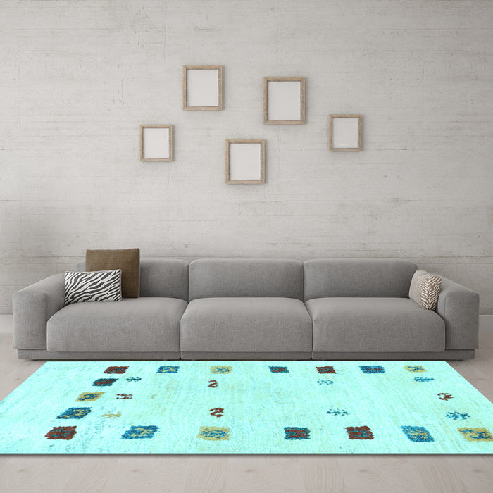 Machine Washable Solid Light Blue Modern Rug in a Living Room, wshcon2858lblu