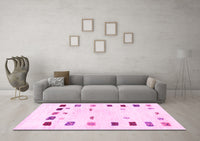 Machine Washable Solid Pink Modern Rug, wshcon2858pnk