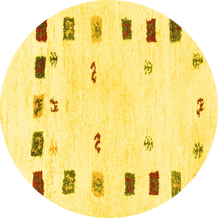 Round Machine Washable Solid Yellow Modern Rug, wshcon2858yw