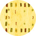 Round Machine Washable Solid Yellow Modern Rug, wshcon2858yw