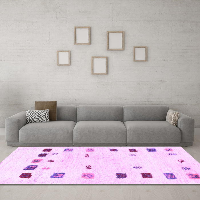 Machine Washable Solid Purple Modern Area Rugs in a Living Room, wshcon2858pur