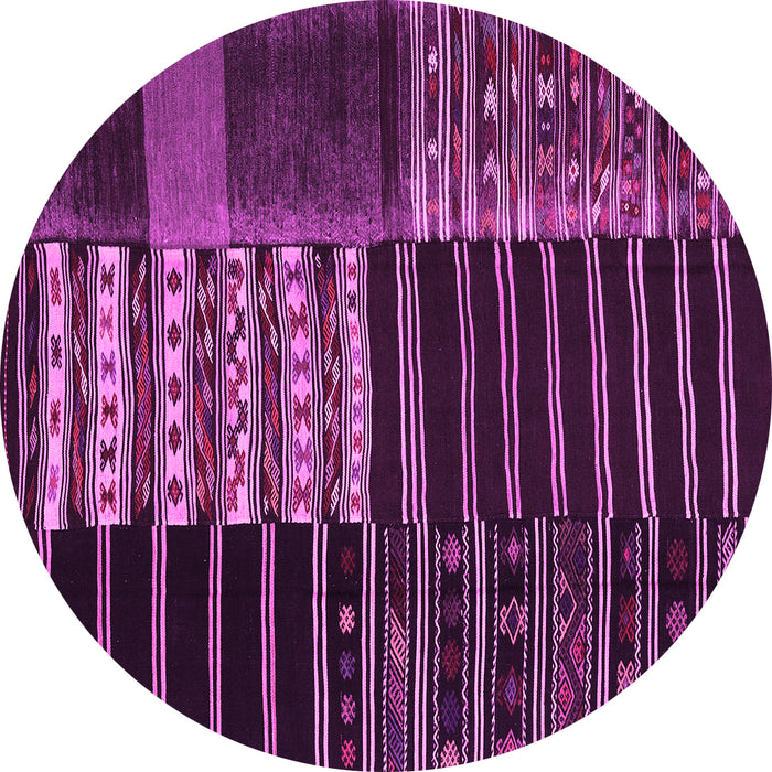 Round Patchwork Pink Transitional Rug, con2859pnk