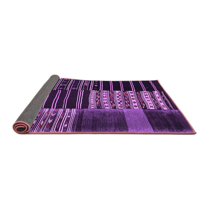 Sideview of Patchwork Purple Transitional Rug, con2859pur