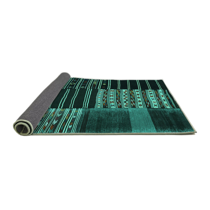 Sideview of Patchwork Turquoise Transitional Rug, con2859turq