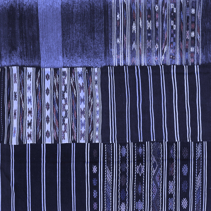 Square Machine Washable Patchwork Blue Transitional Rug, wshcon2859blu