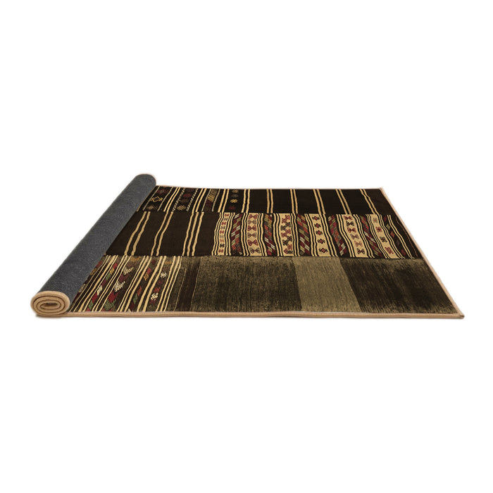 Sideview of Patchwork Brown Transitional Rug, con2859brn