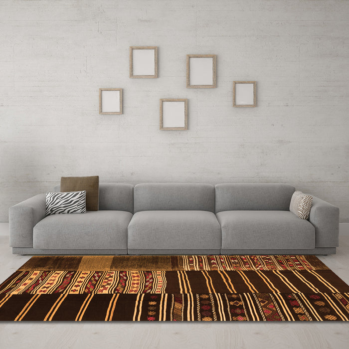 Machine Washable Patchwork Orange Transitional Area Rugs in a Living Room, wshcon2859org