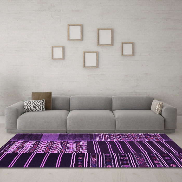 Machine Washable Patchwork Purple Transitional Area Rugs in a Living Room, wshcon2859pur