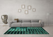 Machine Washable Patchwork Turquoise Transitional Area Rugs in a Living Room,, wshcon2859turq