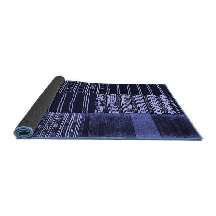Sideview of Patchwork Blue Transitional Rug, con2859blu