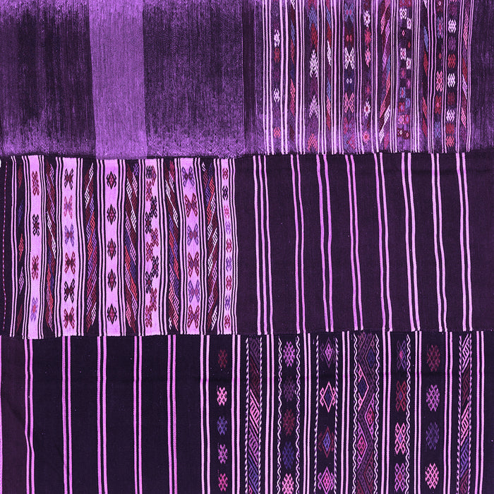 Square Machine Washable Patchwork Purple Transitional Area Rugs, wshcon2859pur