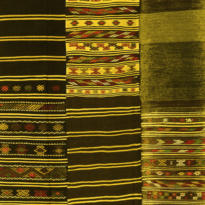 Machine Washable Patchwork Yellow Transitional Rug, wshcon2859yw