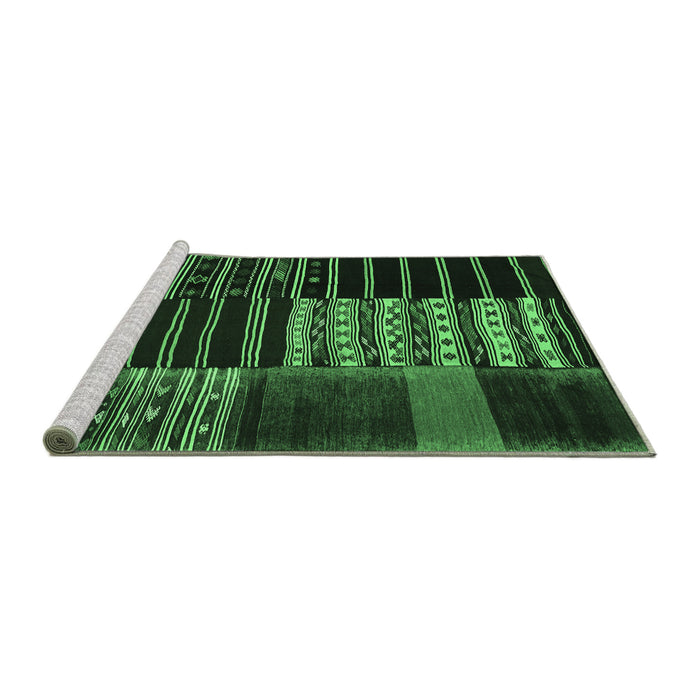 Sideview of Machine Washable Patchwork Emerald Green Transitional Area Rugs, wshcon2859emgrn