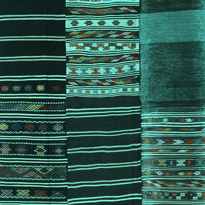 Machine Washable Patchwork Turquoise Transitional Area Rugs, wshcon2859turq