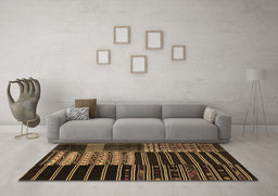 Machine Washable Patchwork Brown Transitional Rug in a Living Room,, wshcon2859brn