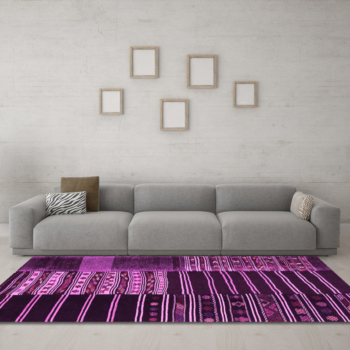 Machine Washable Patchwork Pink Transitional Rug in a Living Room, wshcon2859pnk