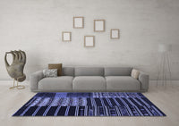 Machine Washable Patchwork Blue Transitional Rug, wshcon2859blu